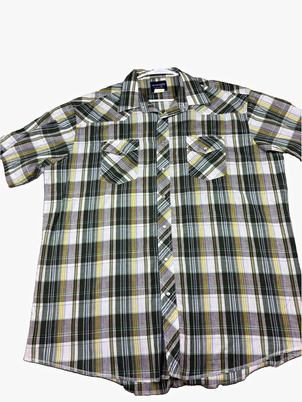 Wrangler Western Plaid Long Sleeve Button-Up Shirt L/XL Green Gray 73125HA